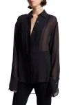 A.l.c Camden Sheer Long-sleeve Top In Black