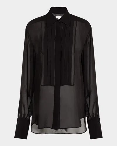 A.l.c Camden Sheer Long-sleeve Top In Black