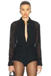 A.l.c Camden Sheer Long-sleeve Top In Black