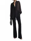 A.l.c Pleated Sheer-effect Blouse In Black