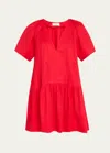 A.l.c . Camila Tiered Cotton Poplin Minidress In Rouge
