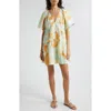 A.l.c . Camila Printed Tiered Cotton Minidress In Cumin/ Sea Glass