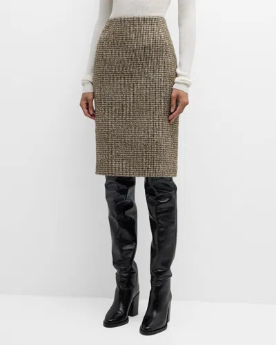A.l.c Cara Straight Houndstooth Skirt In Cream/ Brown