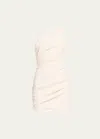 A.l.c Carina Gathered One-shoulder Mini Dress In White