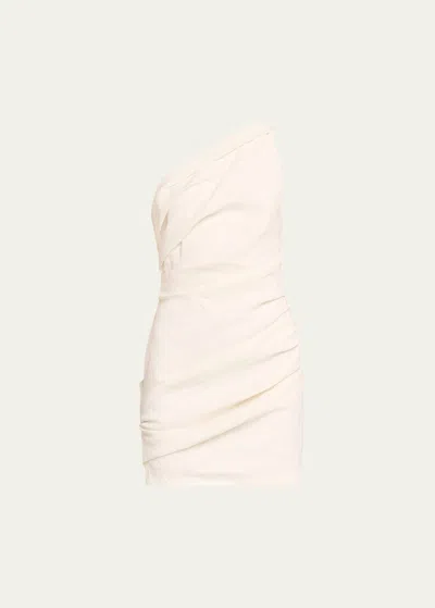 A.l.c Carina Gathered One-shoulder Mini Dress In White