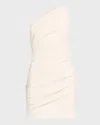 A.l.c Carina Gathered One-shoulder Mini Dress In White