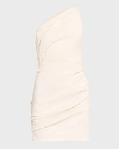 A.l.c Carina Gathered One-shoulder Mini Dress In White
