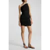 A.l.c Carina Gathered One-shoulder Mini Dress In Black