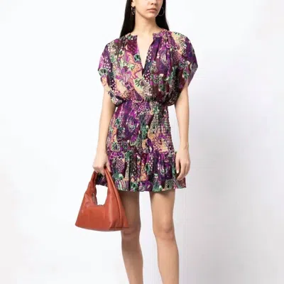 A.l.c Carly Smocked Floral Print Dress In Purple