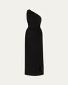 A.l.c Caroline Sleeveless One-shoulder Ruched Midi Dress In Black