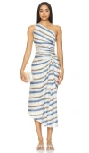 A.l.c Carolyn Stripe One-shoulder Maxi Dress In Baby Blue