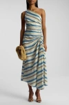 A.L.C A.L.C. CAROLYN STRIPE ONE-SHOULDER LINEN BLEND DRESS