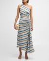 A.L.C CAROLYN STRIPE ONE-SHOULDER MAXI DRESS