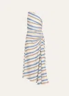 A.l.c Carolyn Stripe One-shoulder Maxi Dress In Isla Stripe