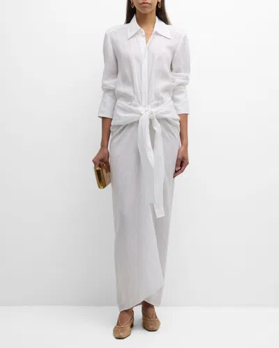 A.l.c Carson Draped Linen Shirtdress In White