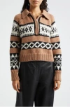 A.l.c . Carter Merino Wool Blend Quarter Zip Pullover In Camel Multi