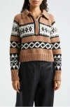 A.l.c . Carter Merino Wool Blend Quarter Zip Pullover In Camel Multi