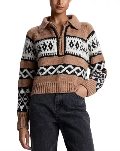 A.L.C CARTER MERINO WOOL FAIRISLE SWEATER IN CAMEL MULTI
