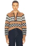 A.l.c . Carter Merino Wool Blend Quarter Zip Pullover In Camel Multi