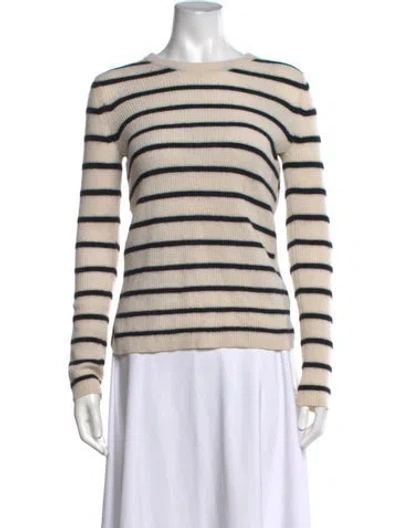 Pre-owned A.l.c Cashmere Striped Sweater In White