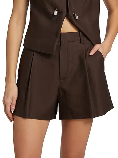 A.l.c Charles Pleated Tailored Short In Dark Carob In Brown