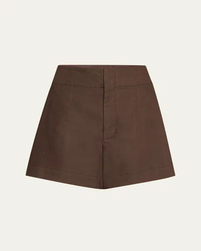 A.l.c Charles Wide-leg Twill Shorts In Dark Carob