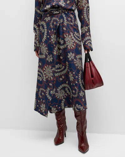A.l.c Clara Printed Midi Wrap Skirt In Navycream