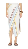 A.l.c Clara Faux Wrap Midi Skirt In White Stripe In White