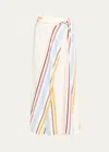 A.l.c Clara Faux Wrap Midi Skirt In White Stripe In White Stri