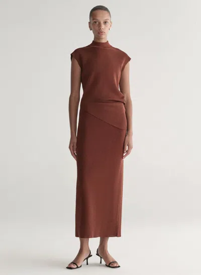 A.l.c Clover Metallic Knit Midi Skirt In Brown