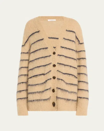 A.l.c Cody Stripe Fuzzy Cardigan In Dark Taupe