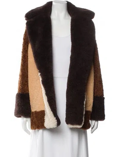 Pre-owned A.l.c Colorblock Pattern Coat In Brown