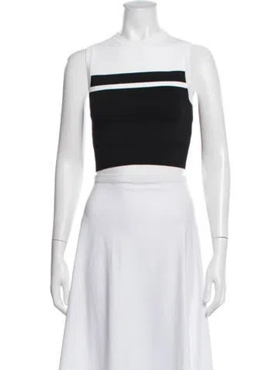 Pre-owned A.l.c Colorblock Pattern Crew Neck Crop Top In Black