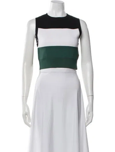 Pre-owned A.l.c Colorblock Pattern Crew Neck Crop Top In Green