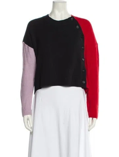 Pre-owned A.l.c Colorblock Pattern Crew Neck Sweater In Black