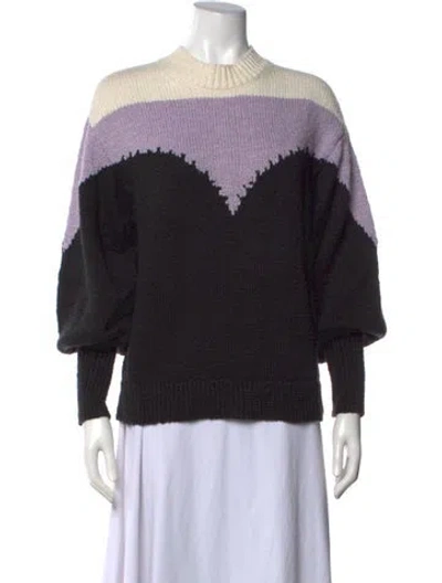 Pre-owned A.l.c Colorblock Pattern Crew Neck Sweater In Black