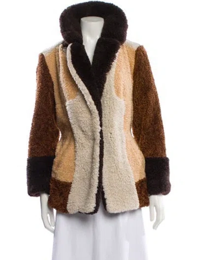 Pre-owned A.l.c Colorblock Pattern Faux Fur Coat In Brown