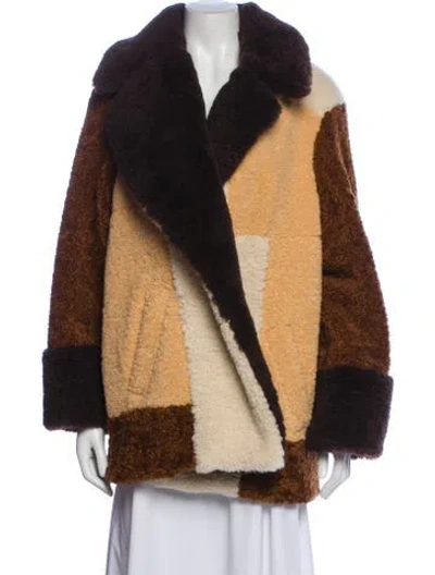 Pre-owned A.l.c Colorblock Pattern Faux Fur Jacket In Brown