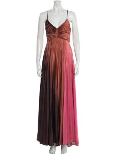 Pre-owned A.l.c Colorblock Pattern Long Dress In Brown