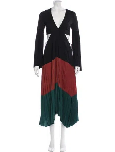 Pre-owned A.l.c Colorblock Pattern Midi Length Dress In Black