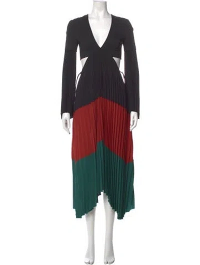 Pre-owned A.l.c Colorblock Pattern Midi Length Dress In Green