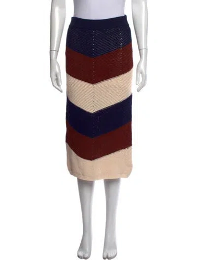 Pre-owned A.l.c Colorblock Pattern Midi Length Skirt In Blue