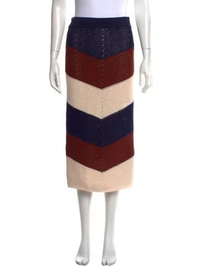 Pre-owned A.l.c Colorblock Pattern Midi Length Skirt In Brown
