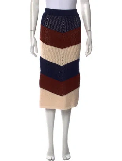 Pre-owned A.l.c Colorblock Pattern Midi Length Skirt W/ Tags In Brown