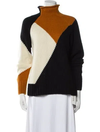 Pre-owned A.l.c Colorblock Pattern Mock Neck Sweater In Black