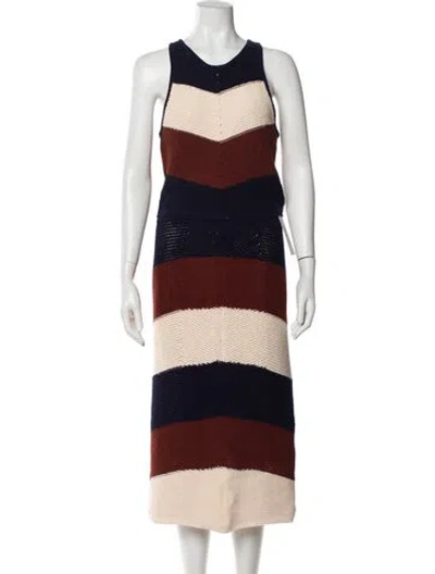 Pre-owned A.l.c Colorblock Pattern Skirt Set In Brown