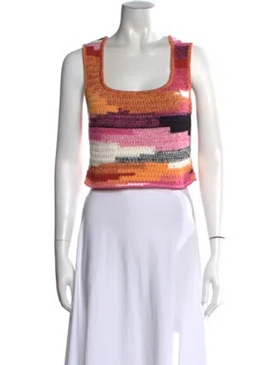 Pre-owned A.l.c Colorblock Pattern Square Neckline Crop Top In Orange