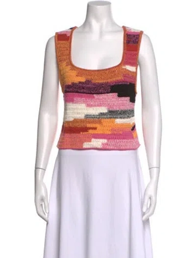 Pre-owned A.l.c Colorblock Pattern Square Neckline Sweater In Orange