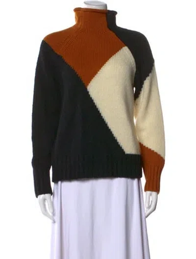 Pre-owned A.l.c Colorblock Pattern Turtleneck Sweater