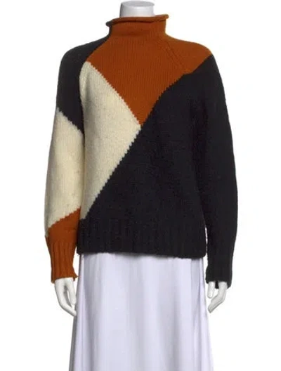 Pre-owned A.l.c Colorblock Pattern Turtleneck Sweater In Black